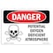 Signmission OSHA Danger Sign, 7" Height, Potential Oxygen Deficient Atmosphere, Landscape, DS-D-L-1808 OS-DS-D-710-L-1808 - alternate 1